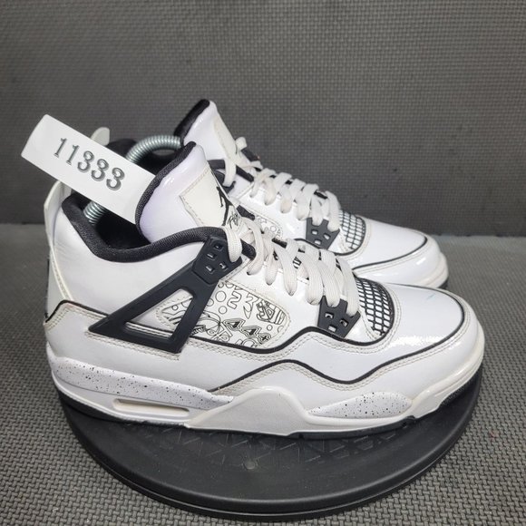 Jordan 4 Retro SE Shoes Womens Sz 7.5 White Black Sneakers - Picture 1 of 8